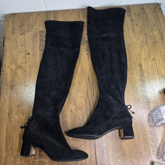 Tory Burch Laila Black Suede Otk Over The Knee Boots - Picture 14 of 14